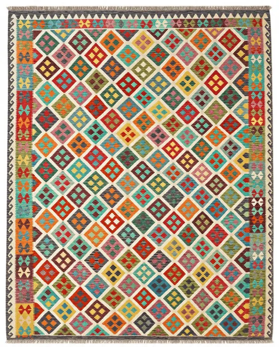 Kilim Diamond Lattice Handwoven Flatweave, Kilim · Multicolor