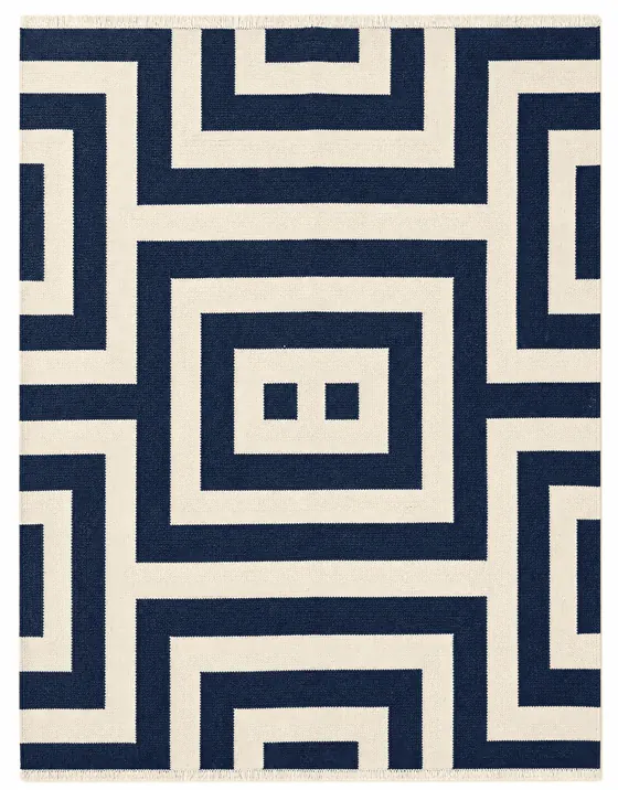 Modern Kilim Handwoven Flatweave, Kilim · Navy