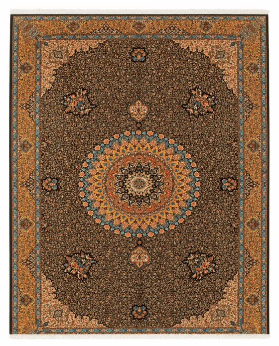 Turkish Sunburst Medallion Silk-Wool, Turkish · Brown & Rust